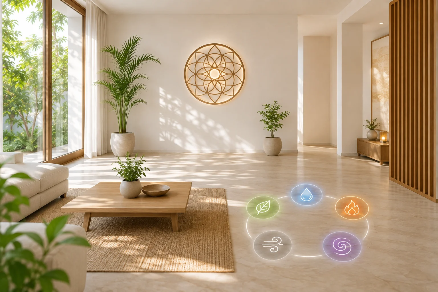 Vastu-aligned living space — open, clear, and balanced