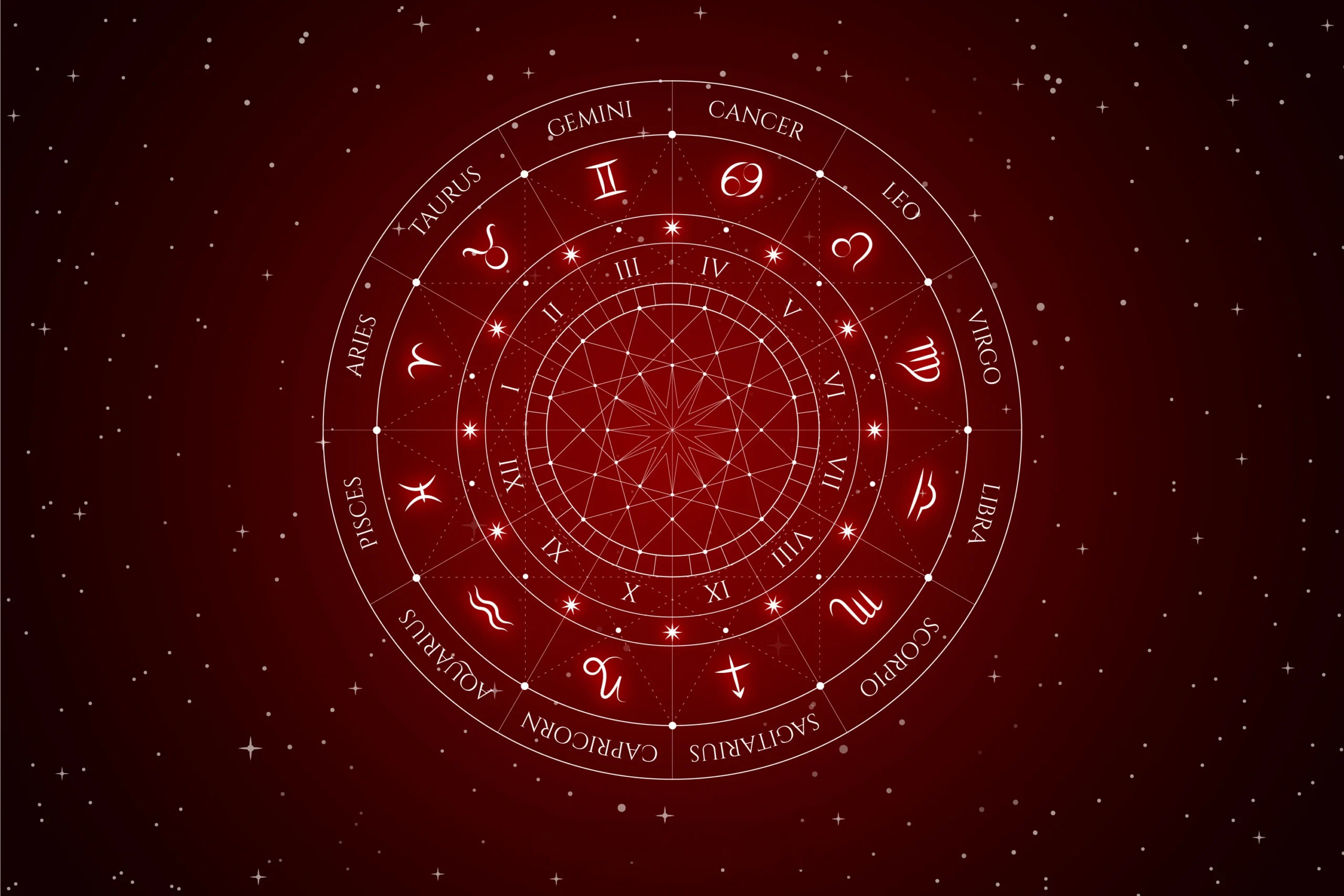 Zodiac sign image in red